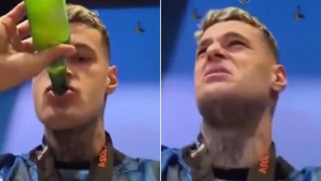 Vittoria Atalanta, Scamacca si accorge della birra analcolica: la divertente reazione del calciatore