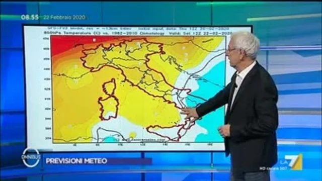 Le previsioni meteo del 22/02/2020