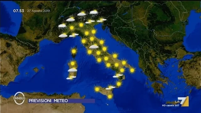 Le previsioni del tempo di martedì 27 agosto