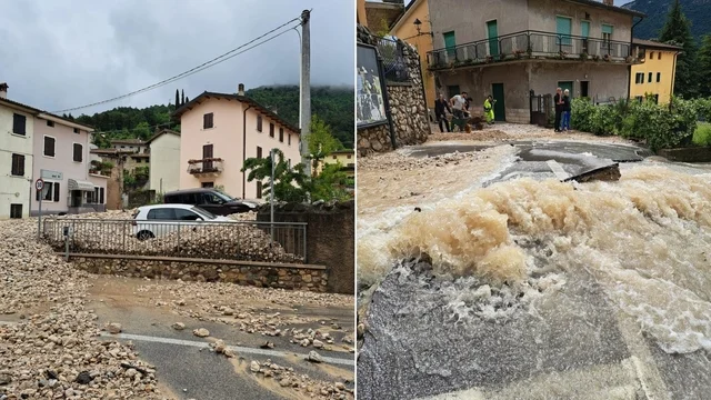 Maltempo Veneto, situazione critica dopo esondazione torrente Ri: le immagini da Dolcé