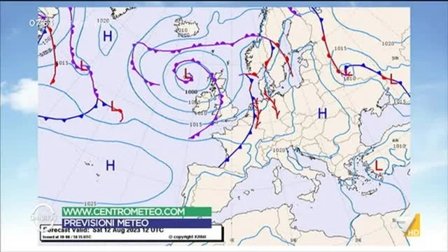 Le previsioni meteo di Paolo Sottocorona del 12/8/2023