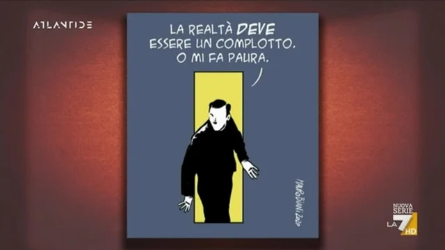 La vignetta di Mauro Biani per Atlantide: "La realtà DEVE essere un complotto o mi fa paura"