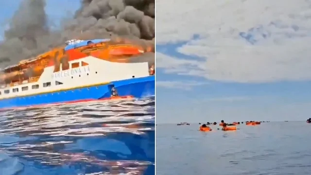 Incendio sul traghetto KM Barcelona in Indonesia: passeggeri si lanciano in mare per sfuggire alle fiamme