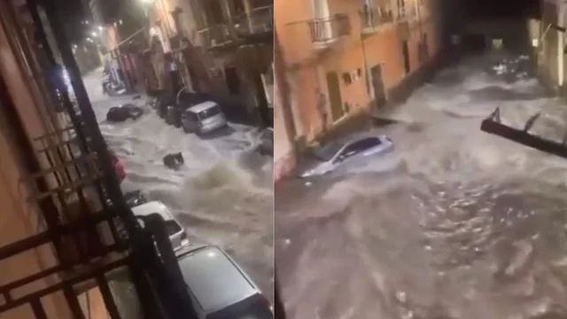 Maltempo a Torre del Greco: strade allagate e auto trascinate dalla forza dell'acqua