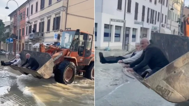 Emilia-Romagna, i due anziani portati in salvo con la ruspa