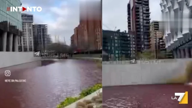Londra, Greenpeace tinge di rosso la fontana dell’ambasciata USA: protesta contro il conflitto a Gaza