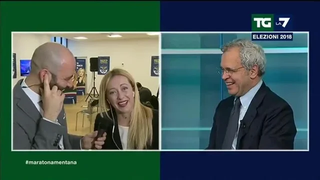 Giorgia Meloni (FdI) a Enrico Mentana: 'Solo lei Direttore riesce a stare 48 ore senza dormire, mangiare e andare al bagno'