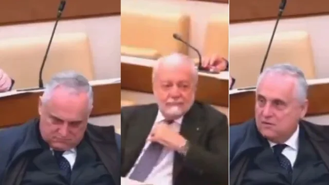 Lotito dorme in Senato e De Laurentiis lo sveglia: il video che sta facendo il giro del web