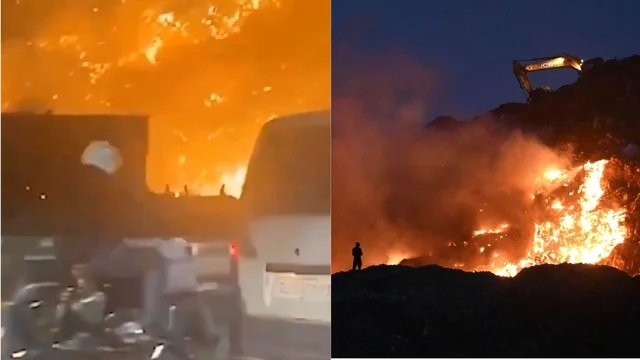 India, spaventoso incendio nella discarica di Delhi: il video