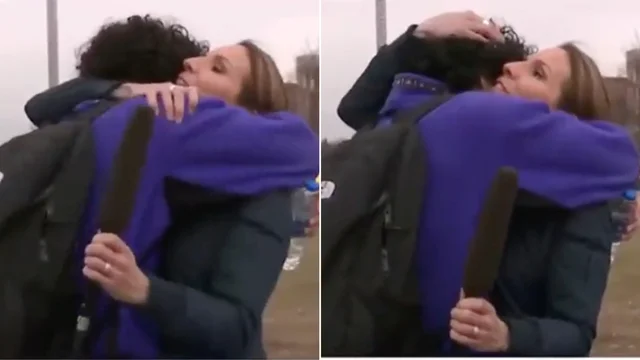Sparatoria nella scuola, reporter interrompe la diretta per riabbracciare il figlio