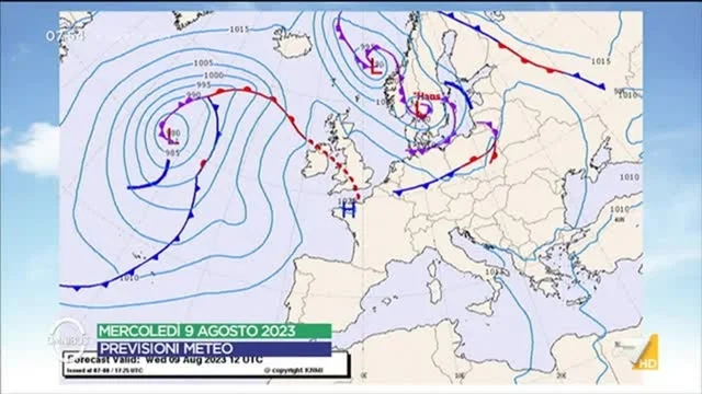 Le previsioni meteo di Paolo Sottocorona del 9/8/2023