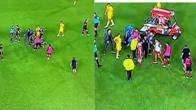Calcio, ambulanza e partita interrotta per malore del giocatore: video