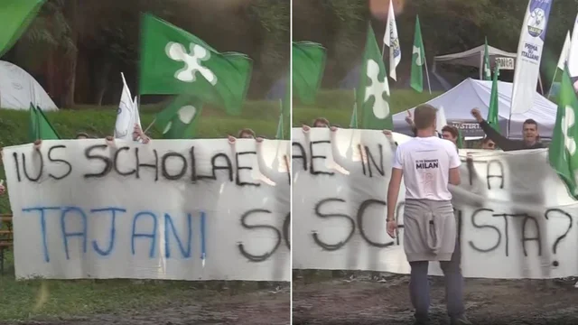"Tajani scafista vaff****lo!", insulti choc da Pontida verso il leader di Forza Italia