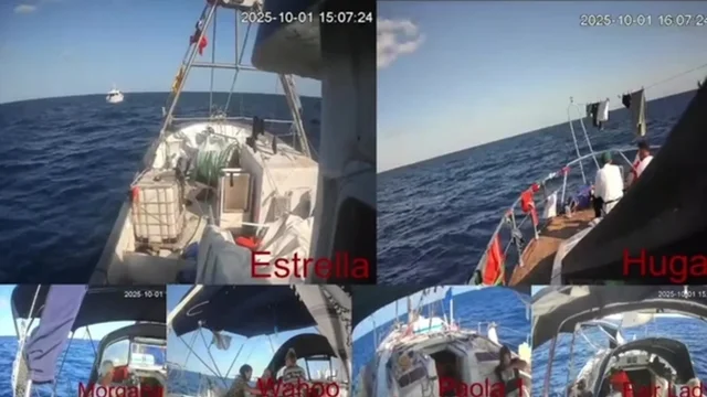 Flotilla circondata in modo aggressivo da una nave da guerra israeliana