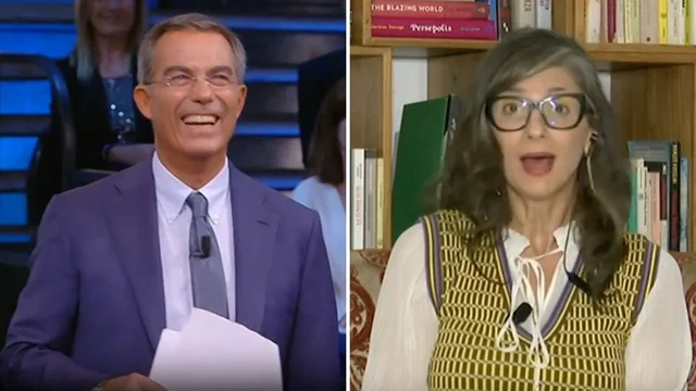 Francesca Albanese distratta dalla musica in diretta, Floris scherza: "La prenda come accompagnamento"