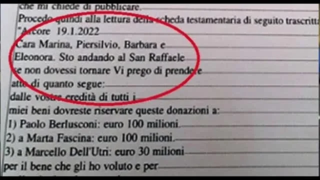 Testamento Berlusconi, manca il nome di uno dei figli: ecco chi