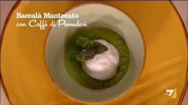 Baccalà mantecato con Asparagi e Caffè di Pomodoro