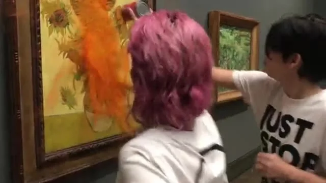 Attivisti versano zuppa contro 'I girasoli' di Van Gogh: le incredibili immagini