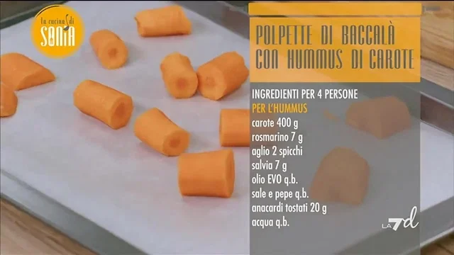 Polpette di baccalà e hummus di carote