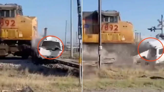 Il treno travolge il camion bloccato sui binari: le immagini dello schianto