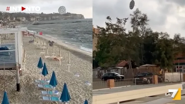 Tromba d’aria sulla spiaggia di Tropea: panico tra i bagnanti
