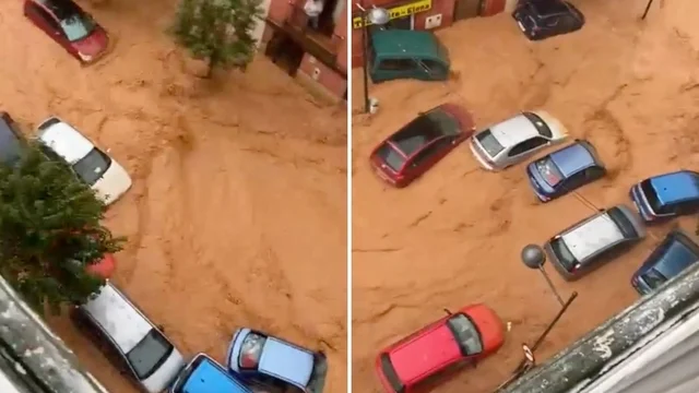 Alluvione in Spagna, i fiumi di fango trascinano le macchine: il video