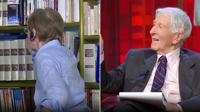 Siparietto in diretta tra Corrado Augias e Milena Gabanelli: "Cosa c'è alle sue spalle? Si giri..."