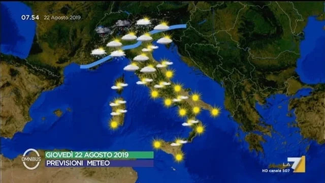 Le previsioni del tempo del 22 agosto