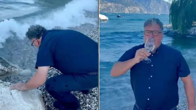Il sindaco di Brenzone sul Garda beve l'acqua del lago per dimostrarne la purezza: il video
