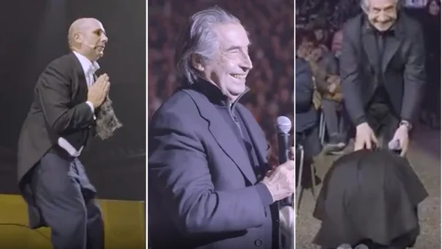 Il siparietto tra Zalone e Muti: "Tengo famiglia, mi faccia lavorare". E poi si inginocchia davanti al Maestro