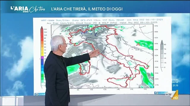 Il meteo di Paolo Sottocorona, mercoledì 8 ottobre