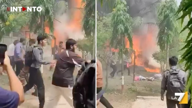 Aereo militare precipitato in Bangladesh: soccorsi in azione a Uttara-Diabari
