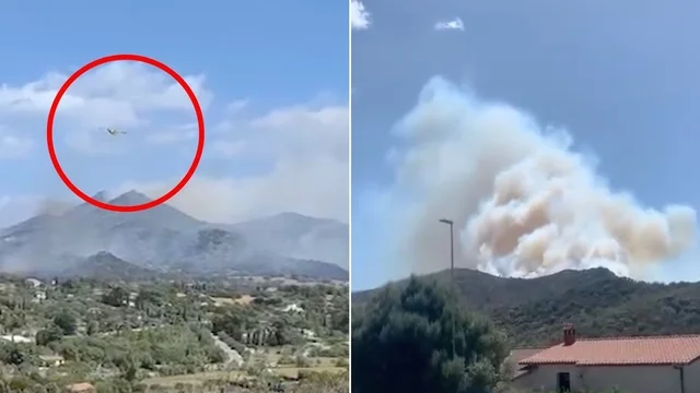 Cagliari, grave incendio nelle campagne di Sarroch: evacuate le abitazioni e Canadair sul posto