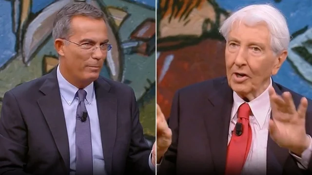 Botta e risposta tra Augias e Floris: "Calma, Mussolini ha fatto tante cose buone", "Quali? I treni? Le bonifiche?"