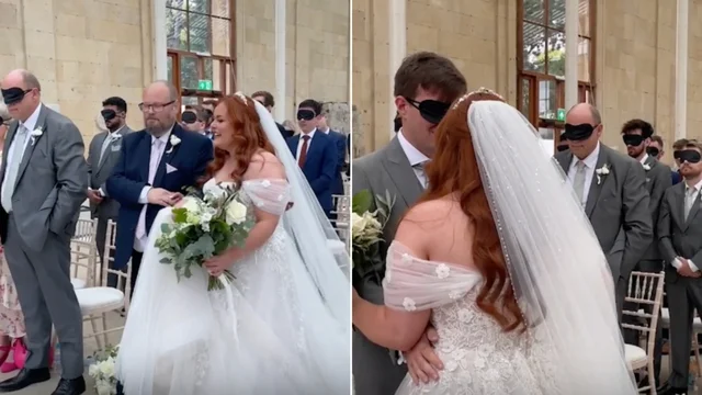 "Sono cieca e ho bendato mio marito": il video del matrimonio