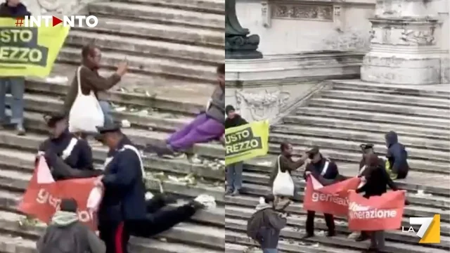 Protesta di Ultima Generazioni: frutta e verdura contro il Parlamento