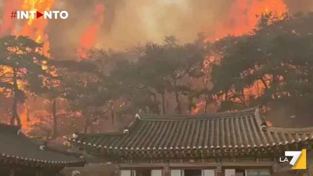 Il storico tempio Unramsa in Corea del Sud distrutto da un incendio boschivo