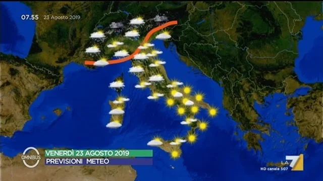Le previsioni del tempo del 23 agosto