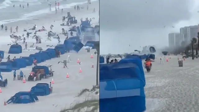 Tromba d'aria sulla spiaggia: paura tra i bagnanti