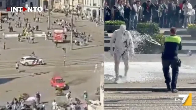 Esplode un'auto a Piazza Dam, Amsterdam: sospetta azione volontaria del conducente