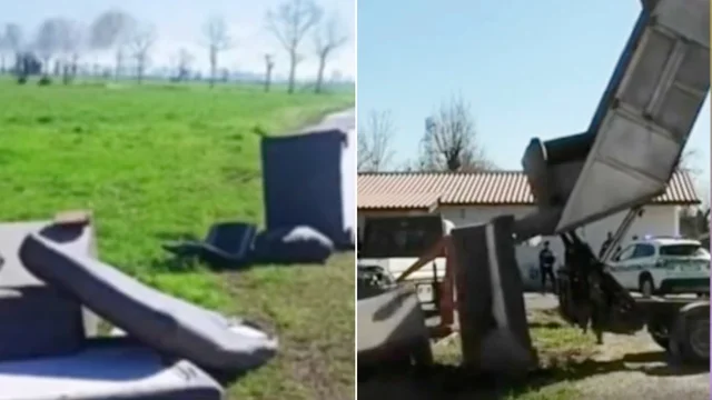 Bergamo, abbandona due divani pensando di farla franca ma la polizia glieli restituisce nel giardino e lo multa pesantemente