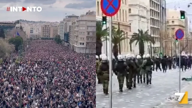 Atene, scontri tra manifestanti e polizia durante la manifestazione per l'anniversario del disastro ferroviario del 2023