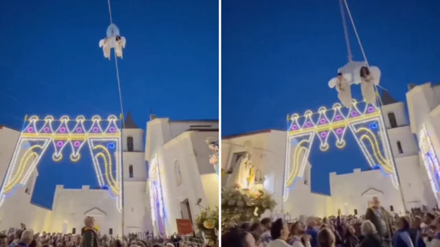 Bambini appesi a metri di altezza per il tradizionale 'volo degli angeli': il video è virale