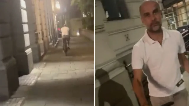 Un fan insegue Guardiola in bici, lui si spaventa: il video della reazione