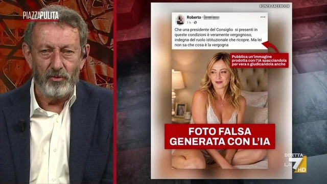 Meloni rilancia una sua foto falsa in lingerie, Michele Serra: "Condivido suo sentimento di confusione"
