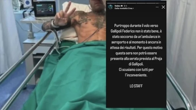 Malore per Fedez durante il volo per la Puglia: soccorso d'urgenza in aeroporto