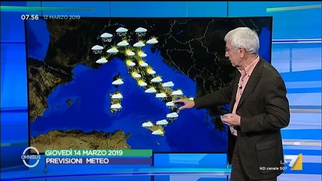 Le previsioni meteo del 12/03/2019 - Ingresso di aria fredda al Centro e Sud
