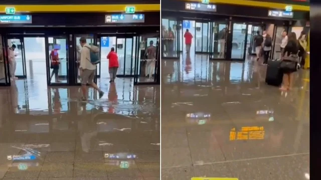 Maltempo Lombardia, allagamenti all’interno dell’aeroporto di Malpensa: le immagini