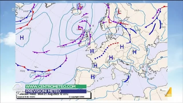 Le previsioni meteo di Paolo Sottocorona del 7/8/2023