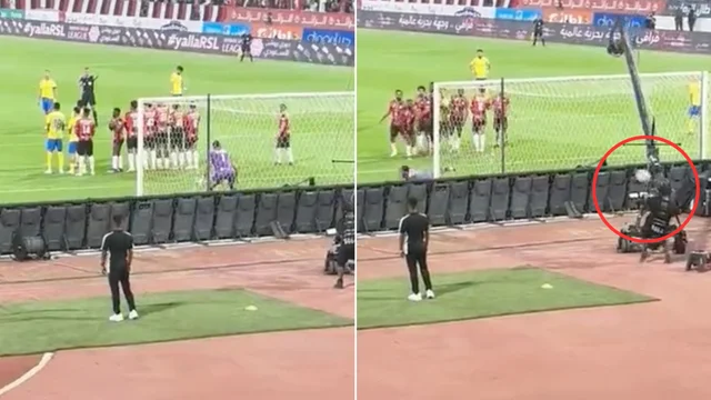 Saudi League, Cristiano Ronaldo colpisce in pieno il cameraman con una punizione